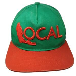 Local Brand 5 Panel Hat Green Orange One Size Florida Map Flat Brim Snapback